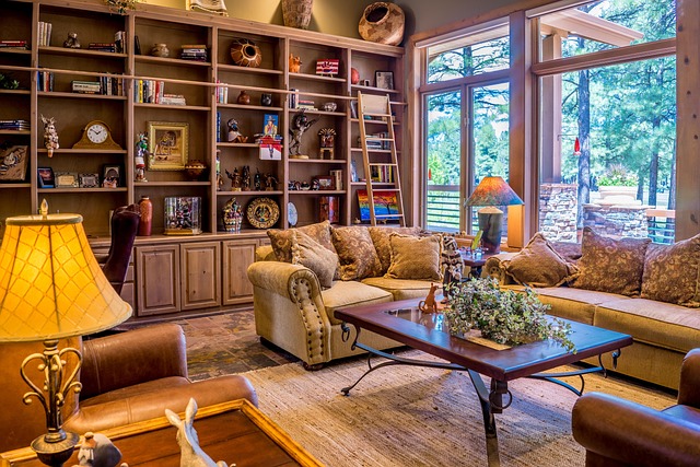 modern European living room with natural textures and indoor plants